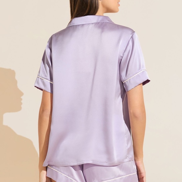 Inez Washable Silk Short PJ Set in Orchid Petal/Ivory - Picture 3 of 3